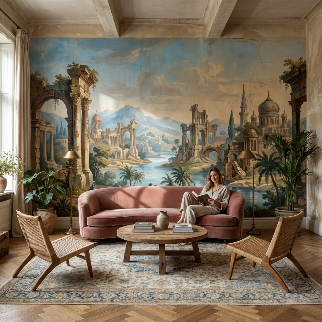 Mediterranean Landscape Wallpaper Exotic Classical Wall Mural