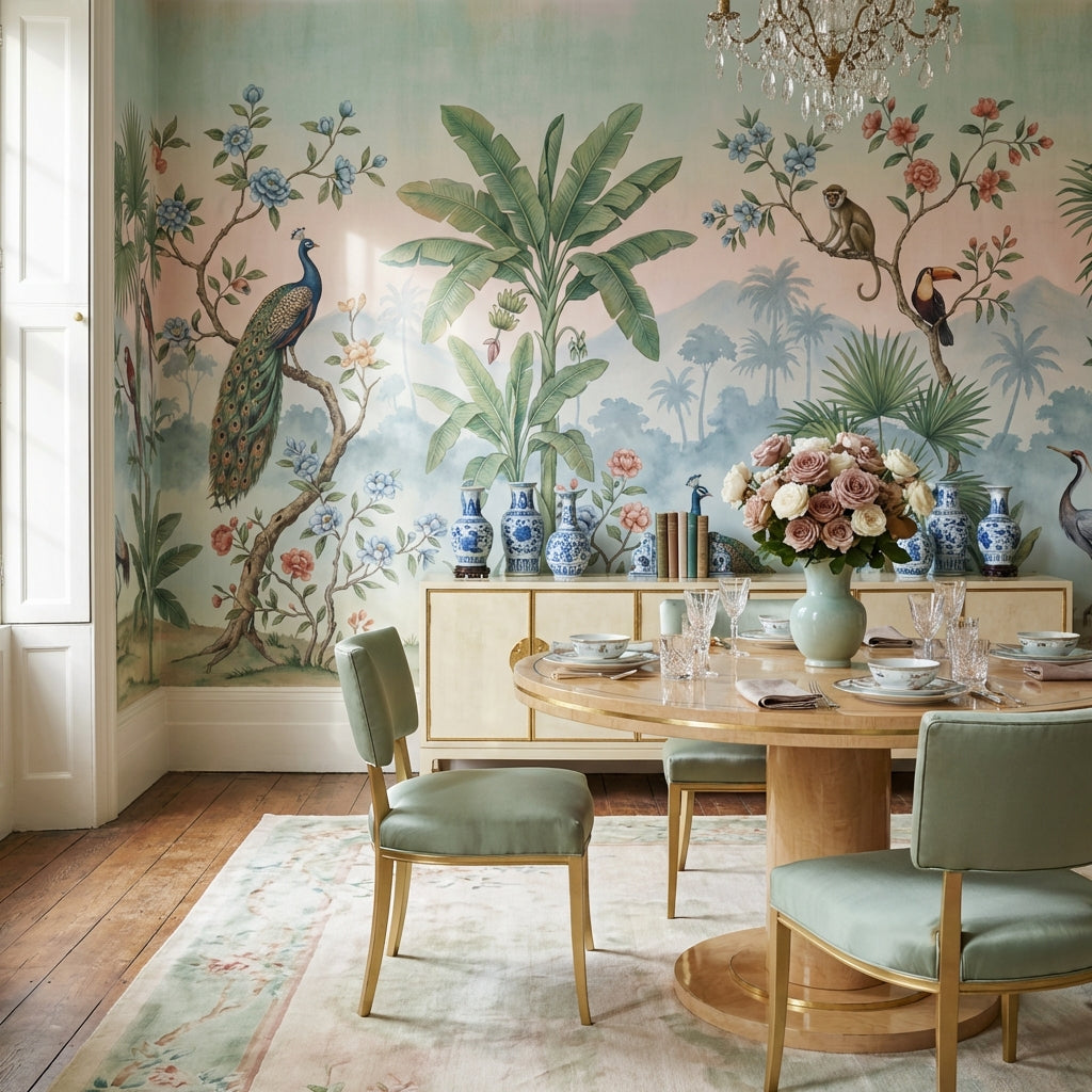 Tropical Birds Wallpaper Chinoiserie Jungle Wall Mural