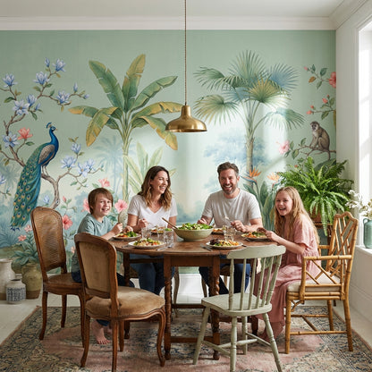 Tropical Wallpaper Animals Green Wall Mural