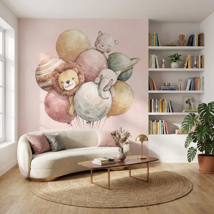 Balloons Animals Wallpaper Whimsical Removable Planets Wall Mural