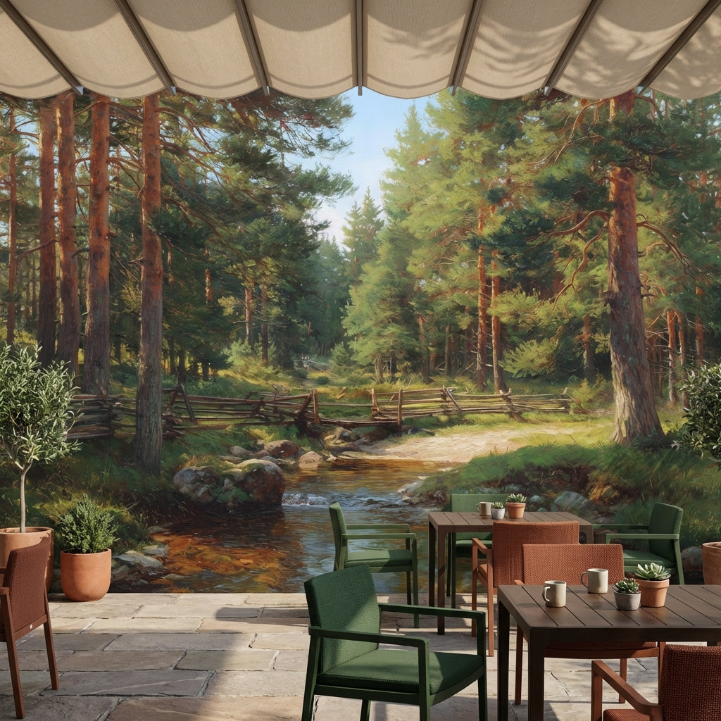 Forest Wallpaper Stream Rustic Removable Wall Decor