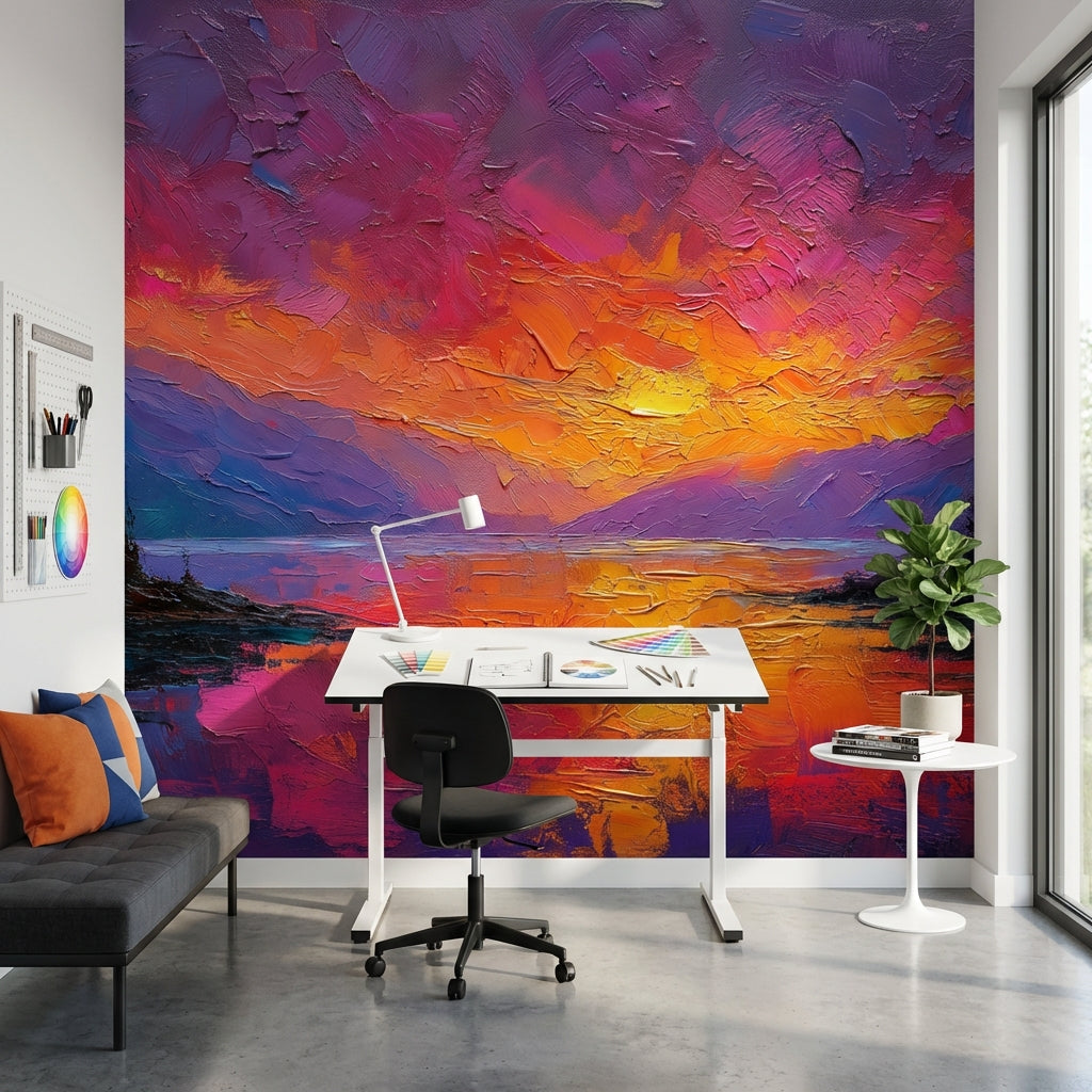 Sunset Wallpaper Abstract Removable Vibrant Wall Decor