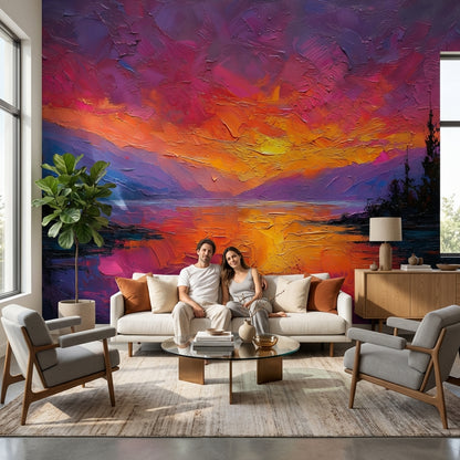 Sunset Wallpaper Abstract Removable Vibrant Wall Decor
