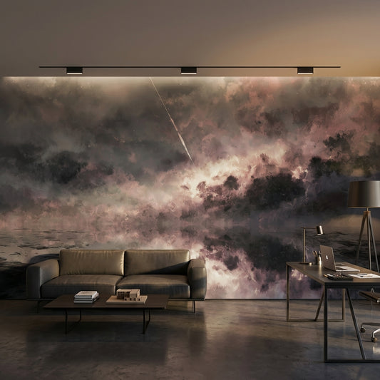 Cloudy Sky Wallpaper Modern Pink Wall Mural