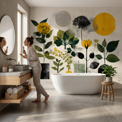 Floral Geometric Wallpaper Abstract Removable Modern Wall Double Roll