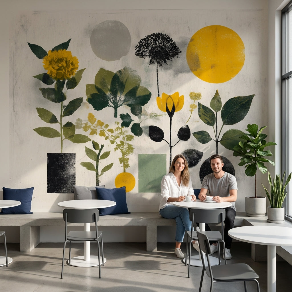 Floral Geometric Wallpaper Abstract Removable Modern Wall Double Roll