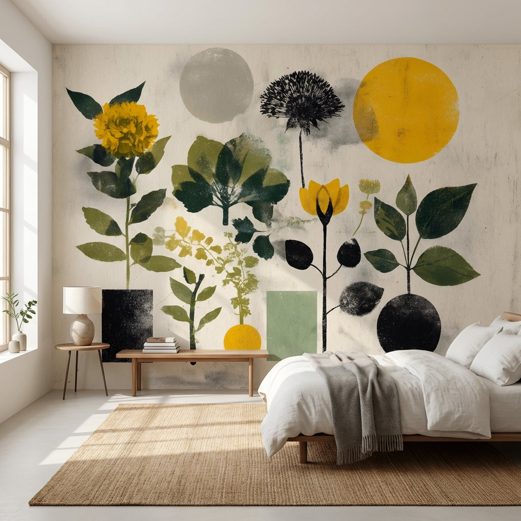 Floral Geometric Wallpaper Abstract Removable Modern Wall Double Roll