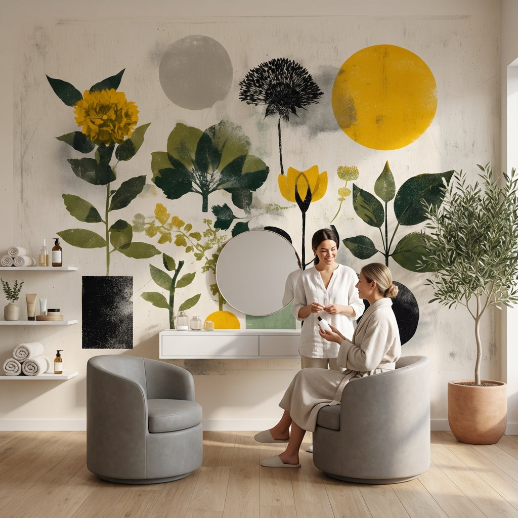 Floral Geometric Wallpaper Abstract Removable Modern Wall Double Roll