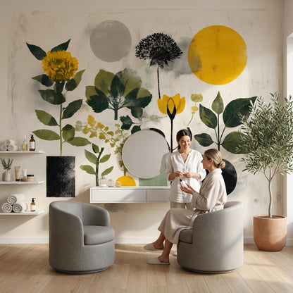 Floral Geometric Wallpaper Abstract Removable Modern Wall Double Roll