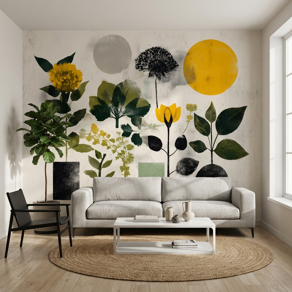 Floral Geometric Wallpaper Abstract Removable Modern Wall Double Roll