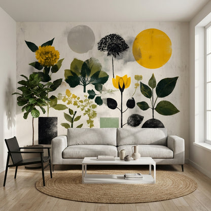 Floral Geometric Wallpaper Abstract Removable Modern Wall Double Roll