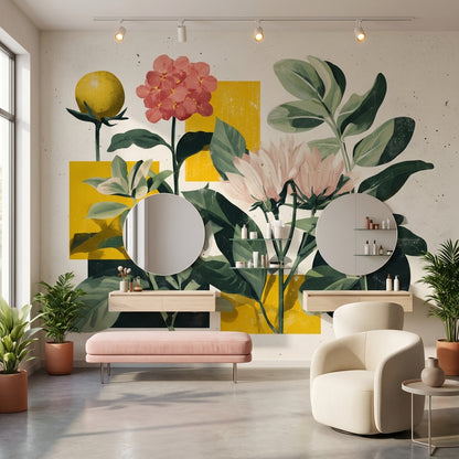 Floral Wallpaper Geometric Modern Removable Wall Decor