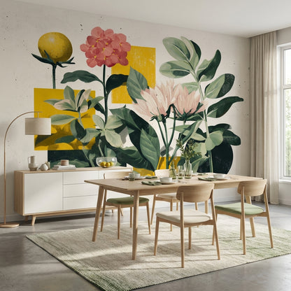 Floral Wallpaper Geometric Modern Removable Wall Decor
