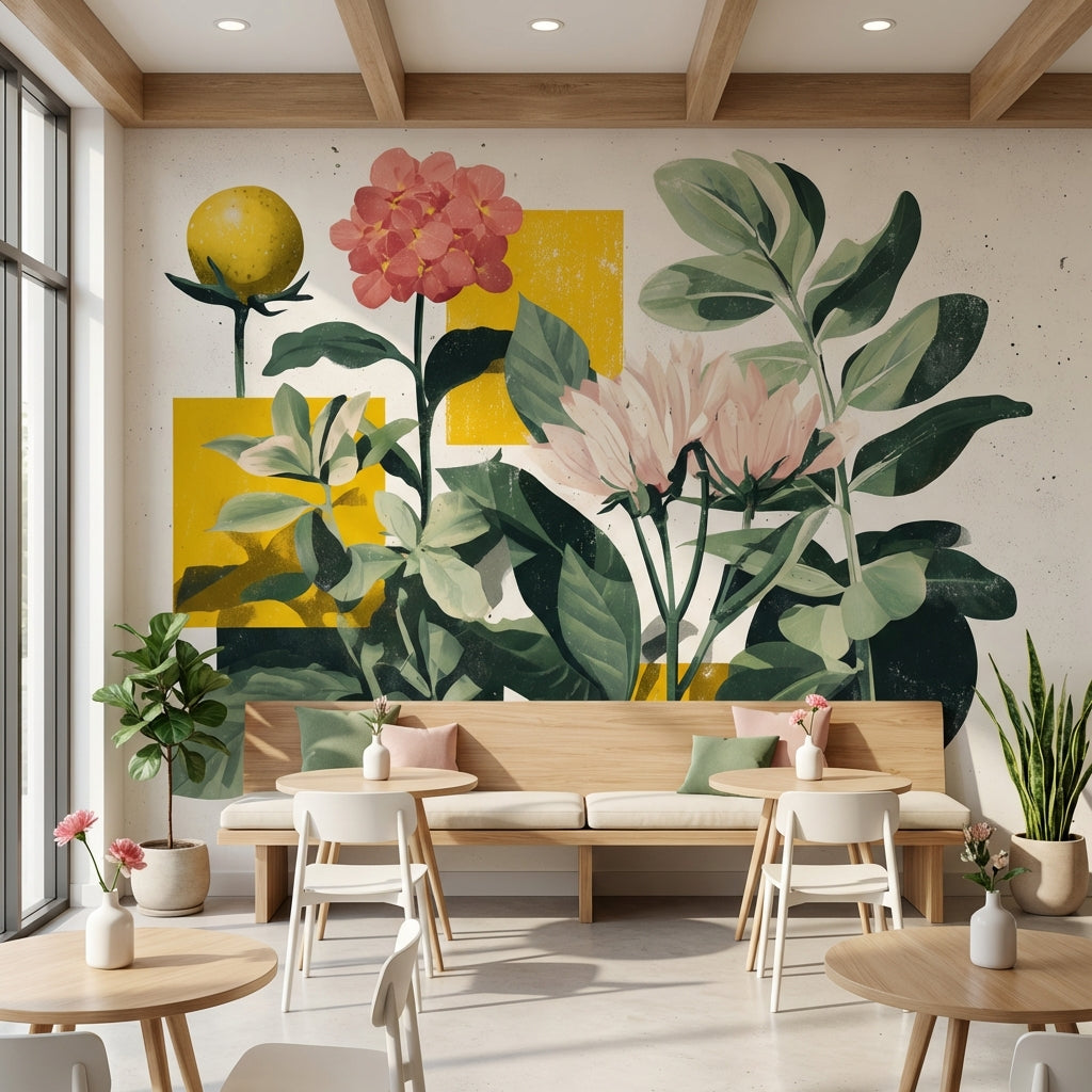 Floral Wallpaper Geometric Modern Removable Wall Decor