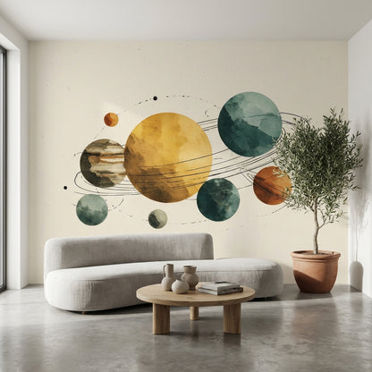 Planets Wallpaper Solar System Removable Abstract Wall Decor