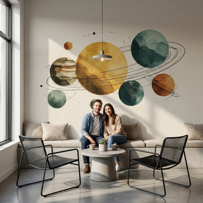 Planets Wallpaper Solar System Removable Abstract Wall Decor