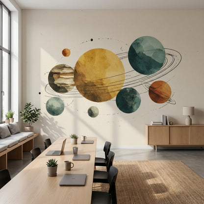 Planets Wallpaper Solar System Removable Abstract Wall Decor
