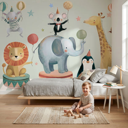 Whimsical Wallpaper Animals Removable Circus Wall Double Roll