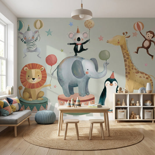 Whimsical Wallpaper Animals Removable Circus Wall Double Roll