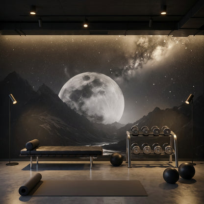 Starry Night Wallpaper Moon Removable Mountain Wall Mural