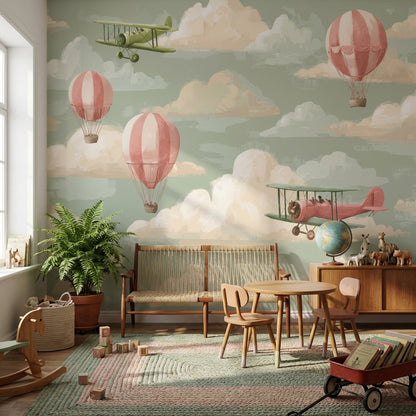 Muted Green Wallpaper Shades Vintage Wall Mural