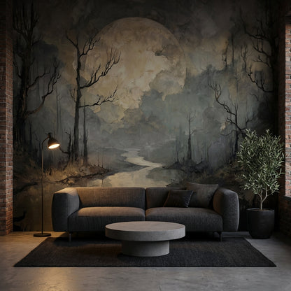 Ethereal Landscape Wallpaper Moon Abstract Wall Decor