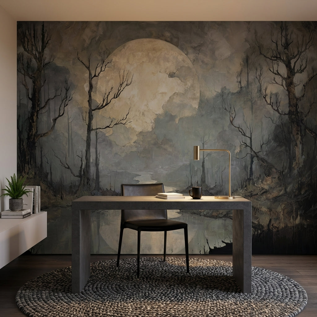 Ethereal Landscape Wallpaper Moon Abstract Wall Decor