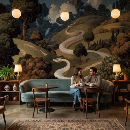 Mystical Landscape Wallpaper Serpent Vintage Wall Art
