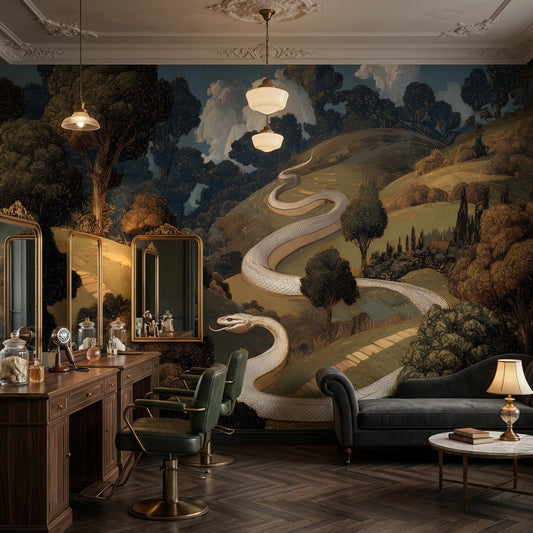 Mystical Landscape Wallpaper Serpent Vintage Wall Art