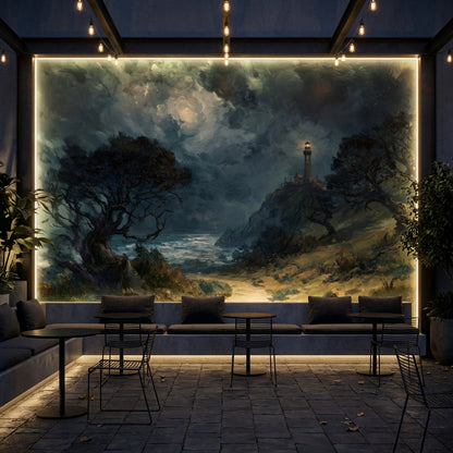 Lighthouse Coastal Wallpaper Moody Traditional Wall Decor