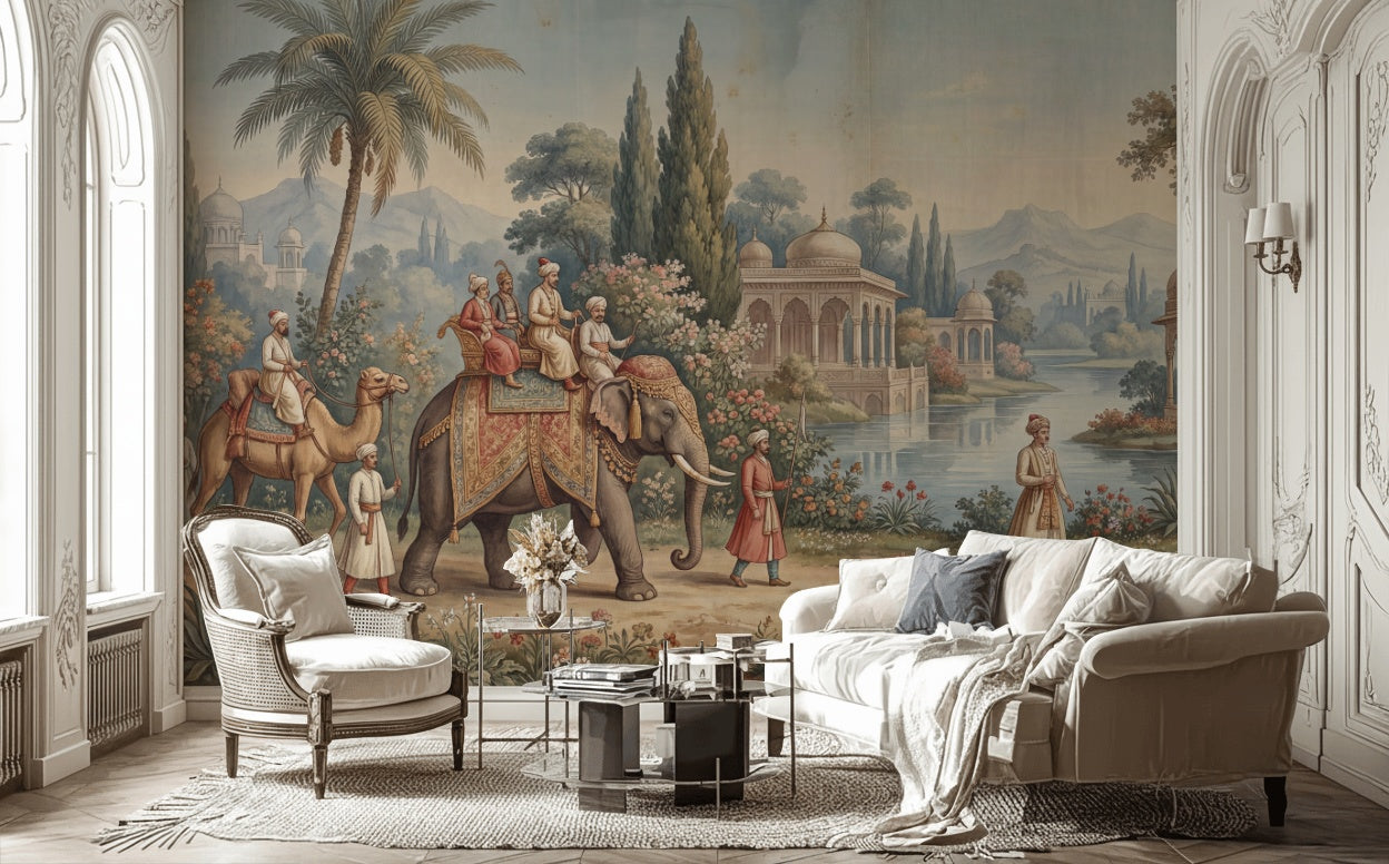 Exotic Vintage Wallpaper Serene Historical Wall Mural