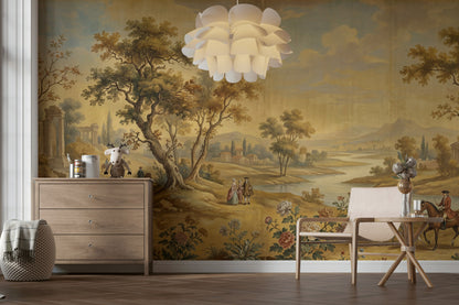 Pastoral Landscape Wallpaper Classic Serene Wall Decor