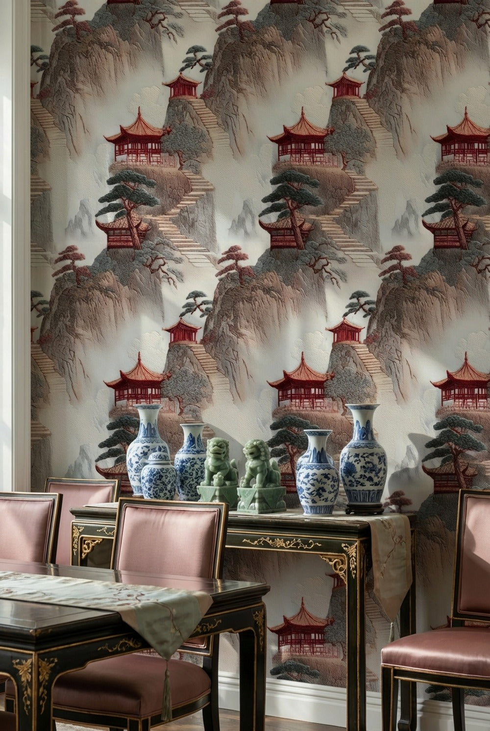 Asian Landscape Wallpaper Pagoda Serene Wall Mural
