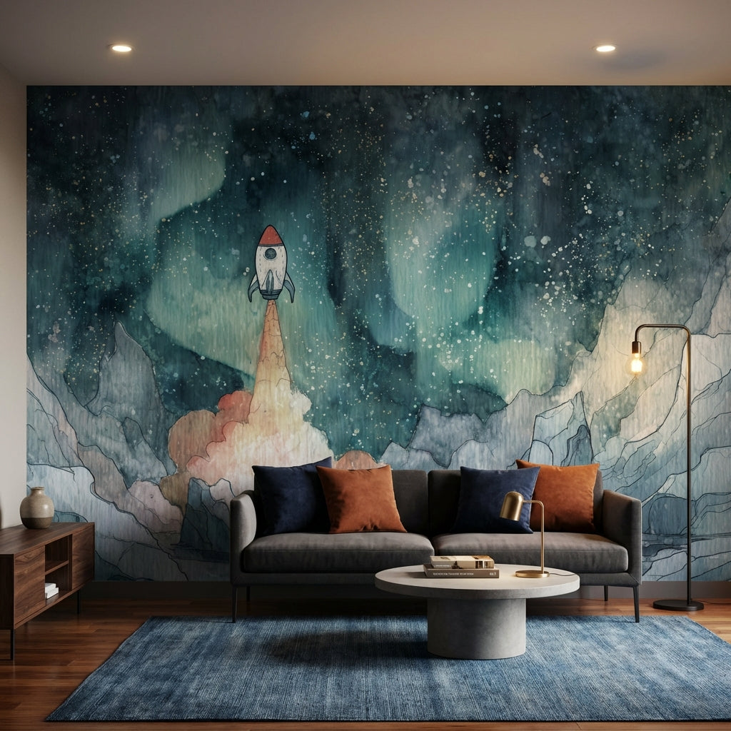 Space Wallpaper Rocket Removable Dreamy Wall Double Roll