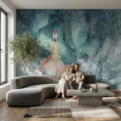 Space Wallpaper Rocket Removable Dreamy Wall Double Roll