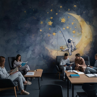 Astronaut Wallpaper Moon Stars Removable Wall Decor