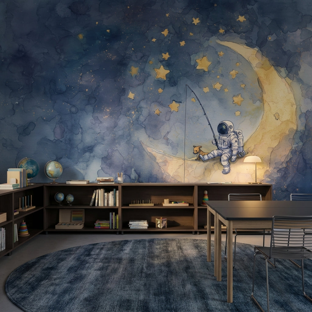 Astronaut Wallpaper Moon Stars Removable Wall Decor