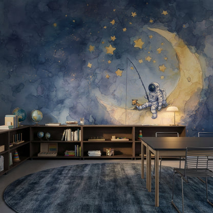 Astronaut Wallpaper Moon Stars Removable Wall Decor