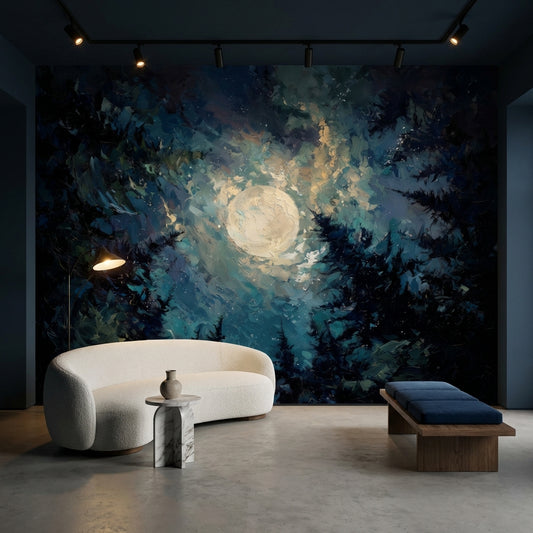 Moon Wallpaper Night Forest Removable Wall Decor