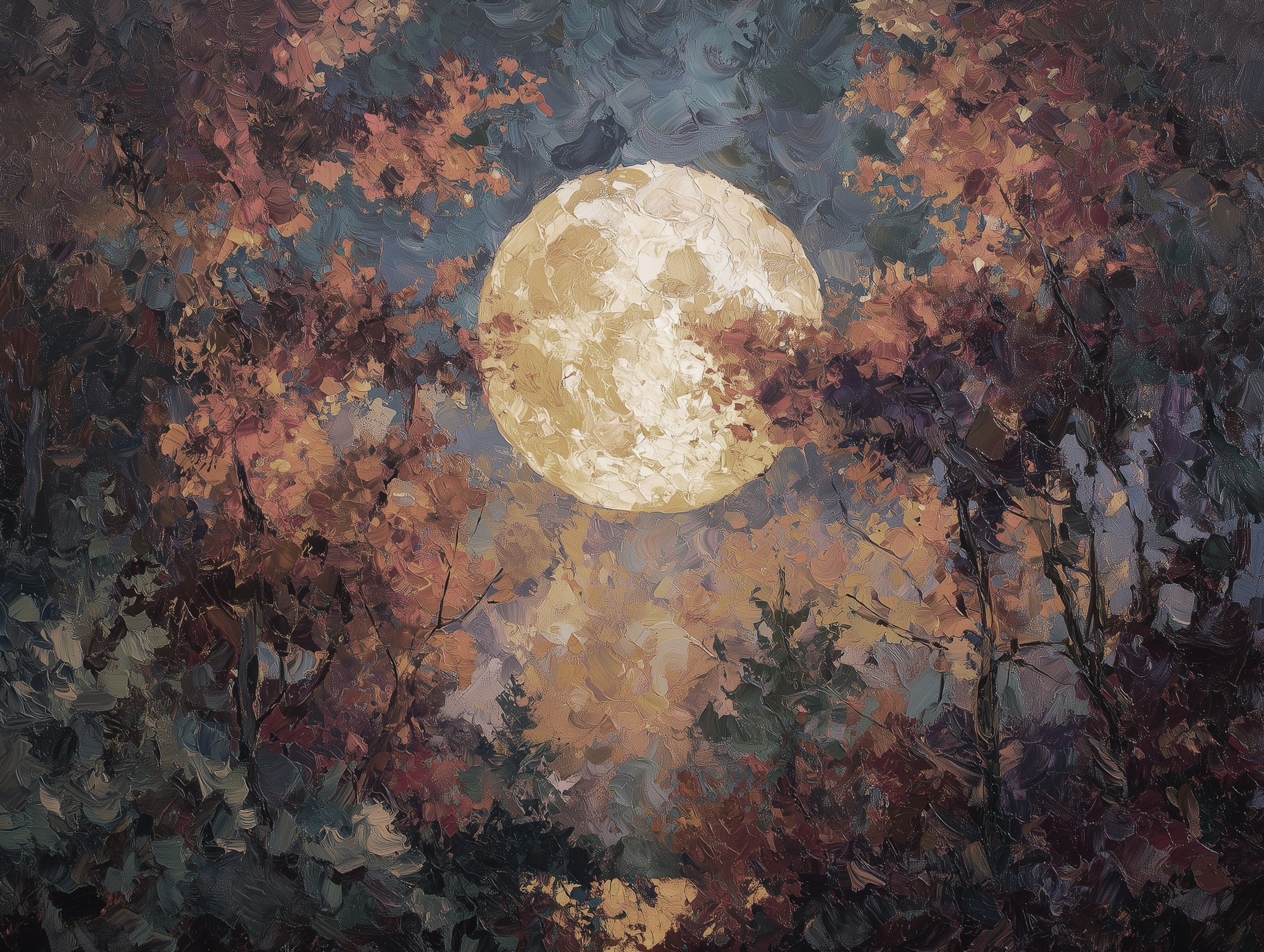 Moon Wallpaper Trees Abstract Removable Wall Decor