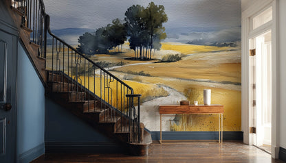 Cloudy Sky Wallpaper Trees Removable Scenic Wall Double Roll