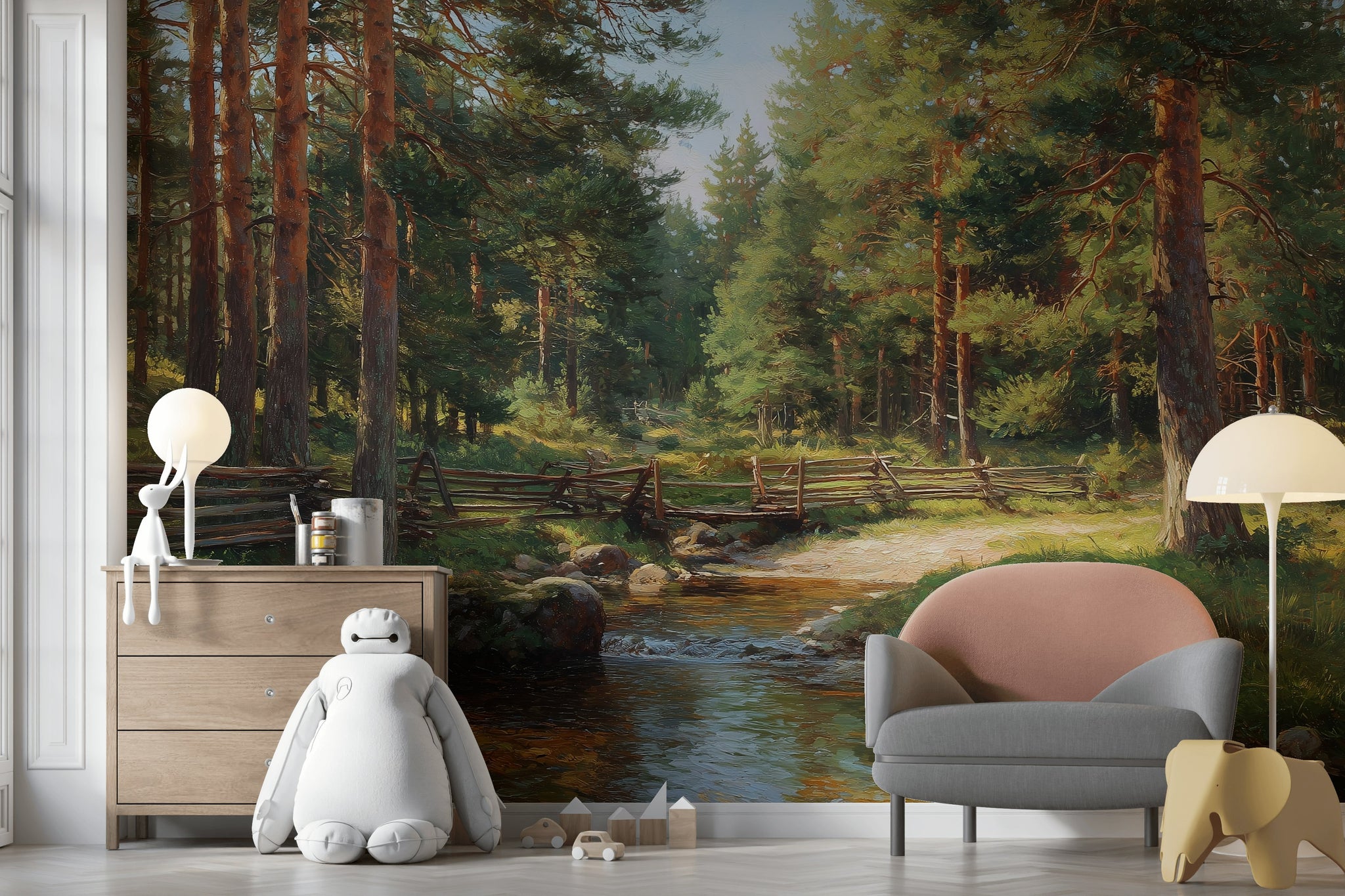 Forest Wallpaper Stream Rustic Removable Wall Decor