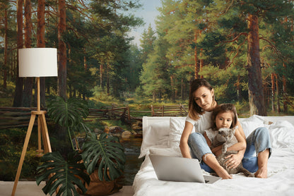 Forest Wallpaper Stream Rustic Removable Wall Decor