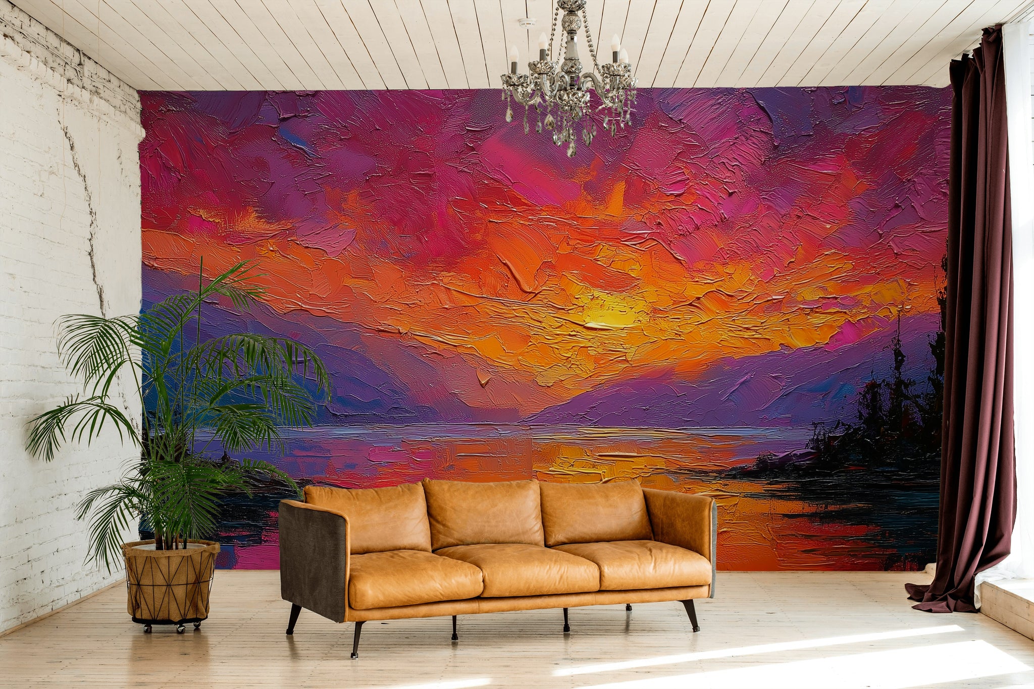 Sunset Wallpaper Abstract Removable Vibrant Wall Decor