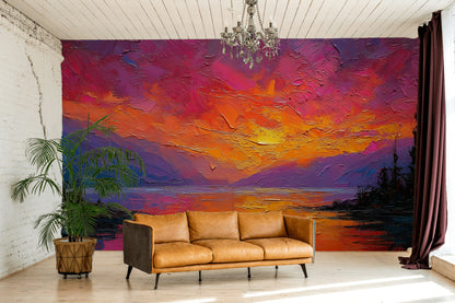 Sunset Wallpaper Abstract Removable Vibrant Wall Decor