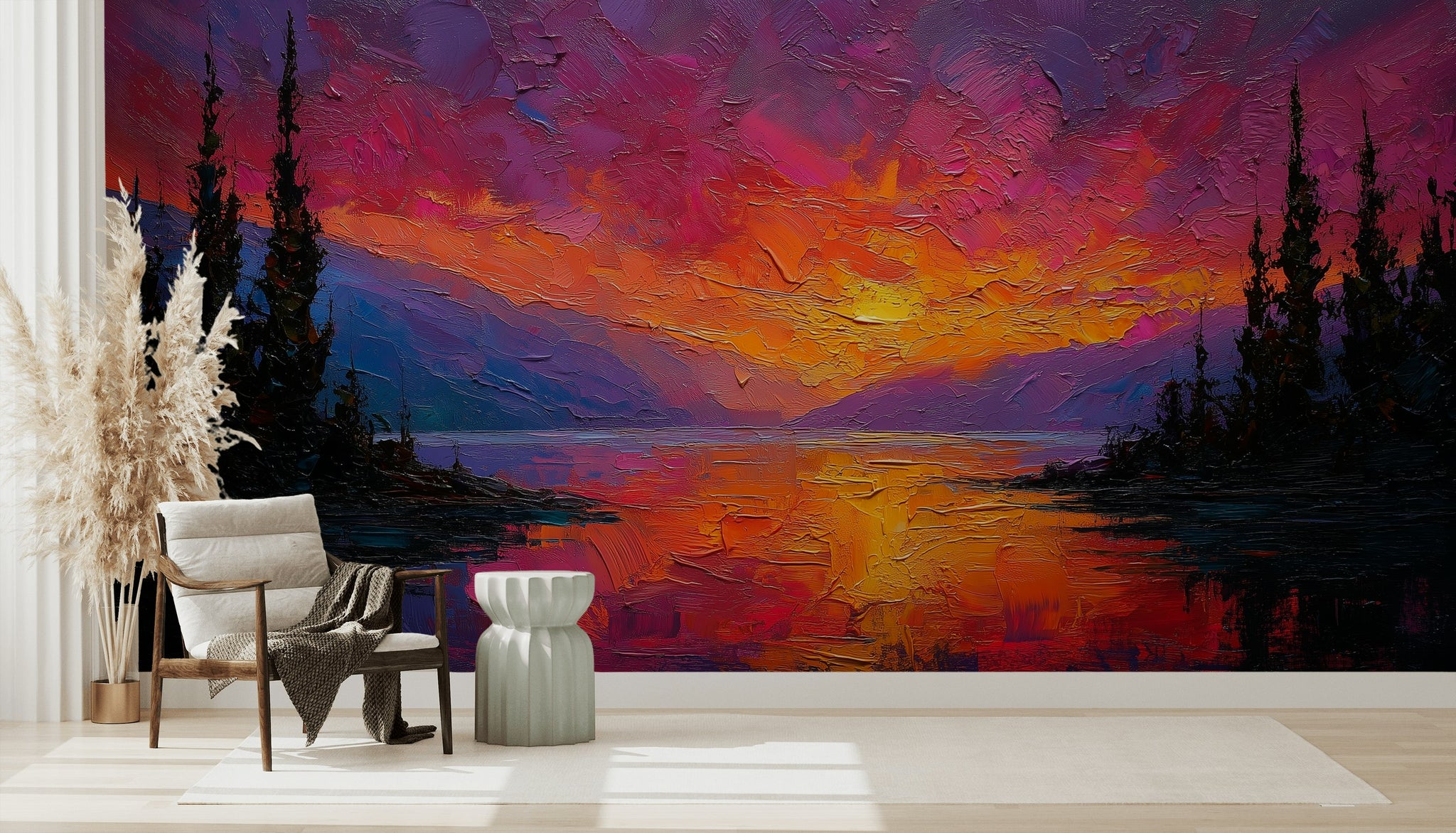 Sunset Wallpaper Abstract Removable Vibrant Wall Decor