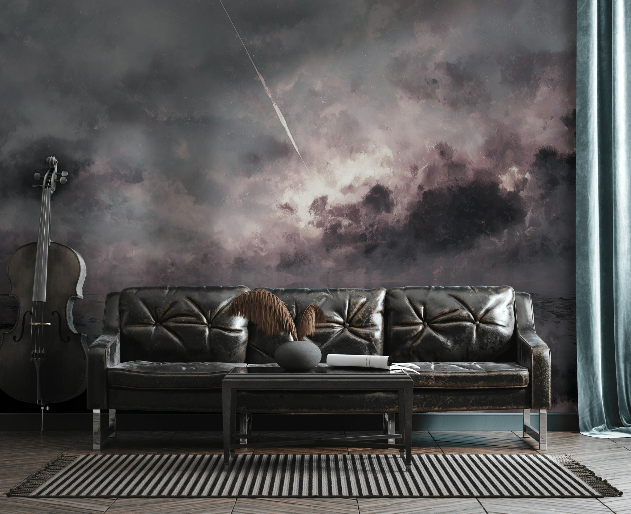 Cloudy Sky Wallpaper Modern Pink Wall Mural