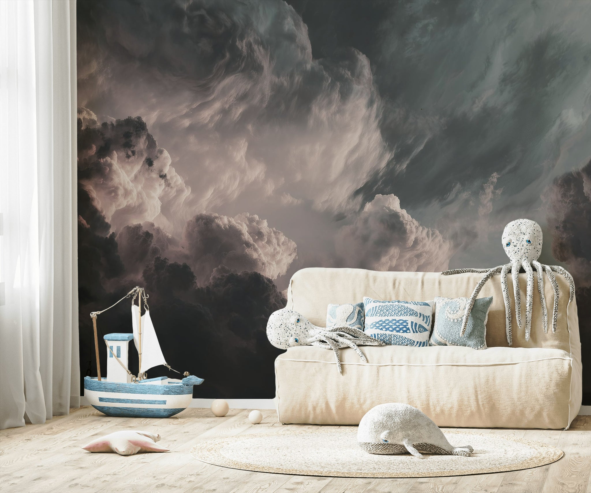 Dramatic Sky Wallpaper Clouds Removable Atmospheric Wall Decor