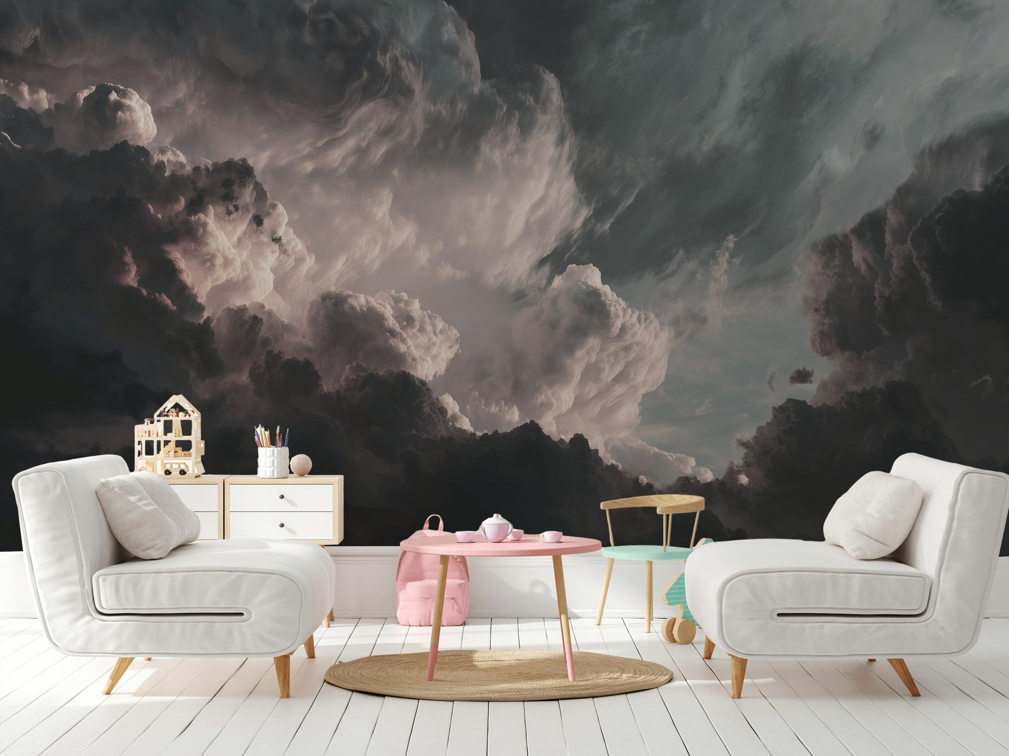 Dramatic Sky Wallpaper Clouds Removable Atmospheric Wall Decor