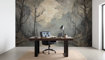 Ethereal Landscape Wallpaper Moon Abstract Wall Decor